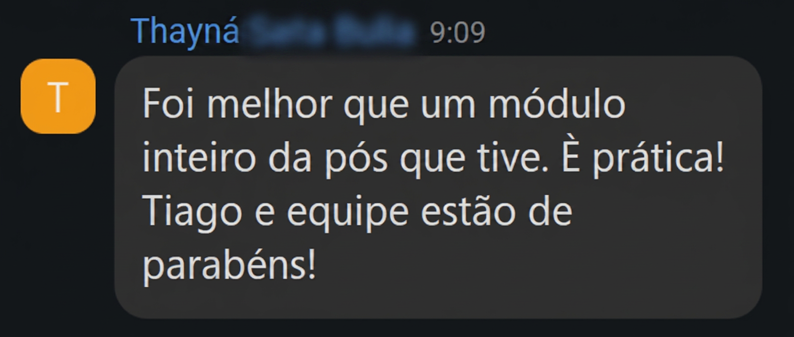 Depoimento de Thayná sobre o Desafio
